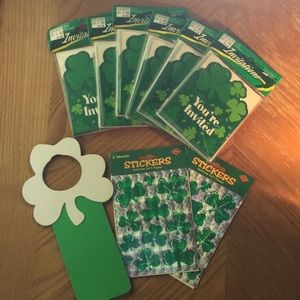 St. Patrick's/Shamrock/Spring/Notre Dame Invitations/Stickers/Door Hanger